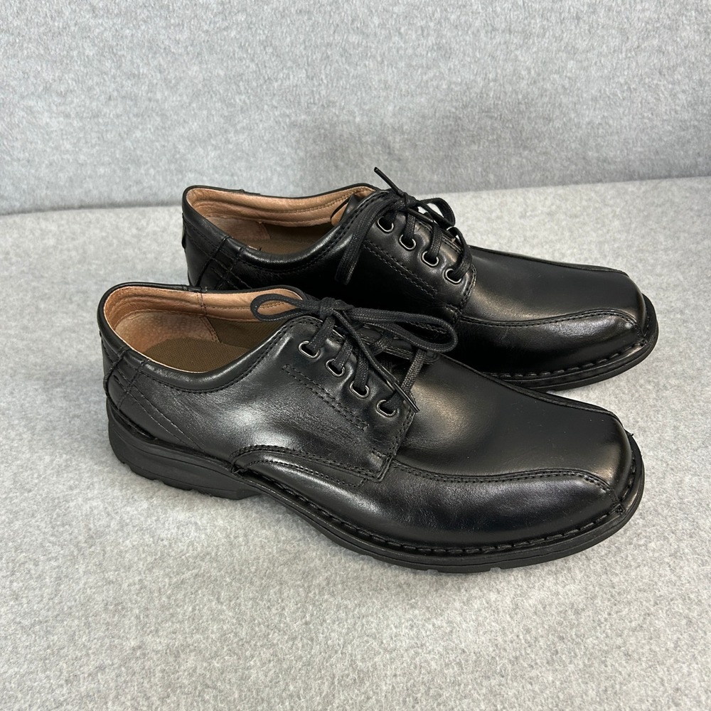 Clarks Wrangler Black Leather Lace Up Oxford Dress Shoes Office Mens Size 10 M - Picture 6 of 12